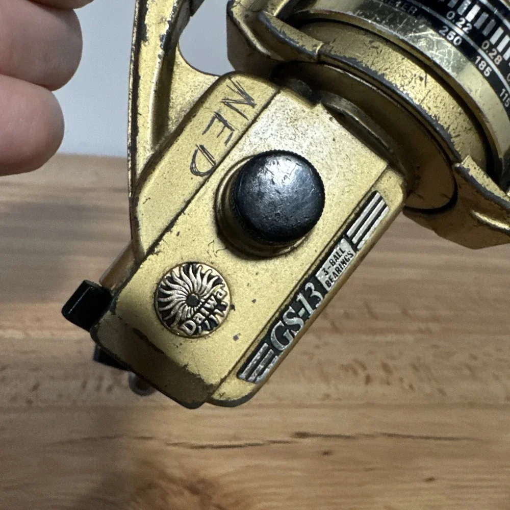 Vintage Daiwa GS-13 Spinning Reel Gold Fishing Tackle Made In Japan Collectible